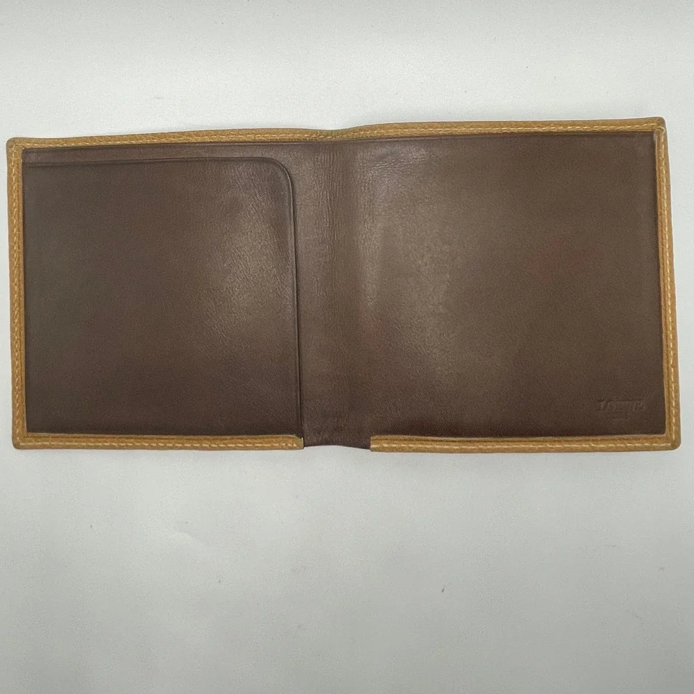Loewe Vintage Tan Pebbled Leather Bifold Wallet Brown Interior Anagram Box#840